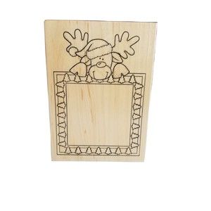 Darcie's  Reindeer Christmas Tree FRAME Rubber Stamp DARCIE'S ZZ-4458